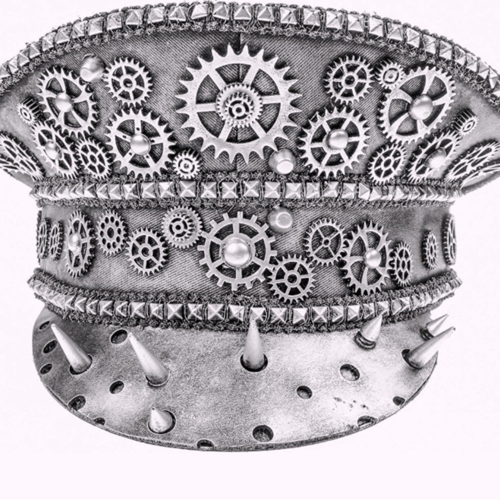 Captain Military Party Hat Steampunk Spike Hat Silver